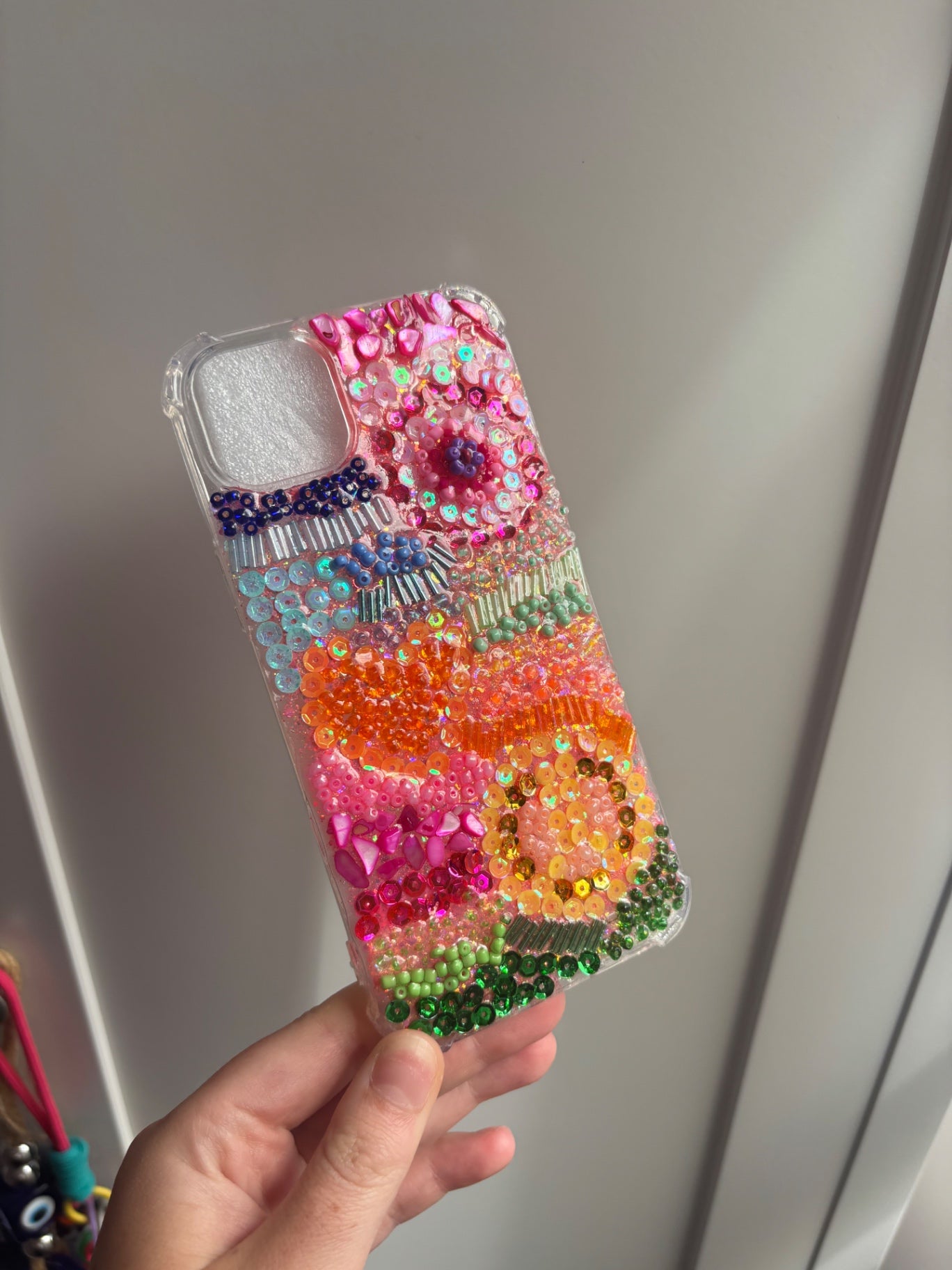 Beaded funky phone case iPhone 14/15 plus 