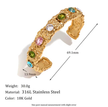 Aurora Relic Cuff Zircon Crystal Multi Gold 