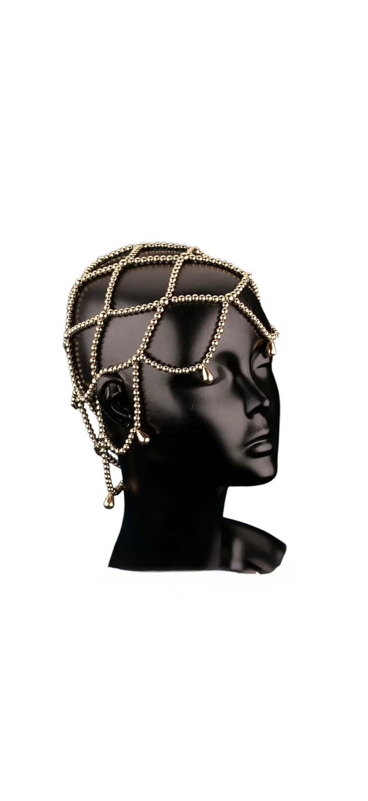 Gold Beaded Cap