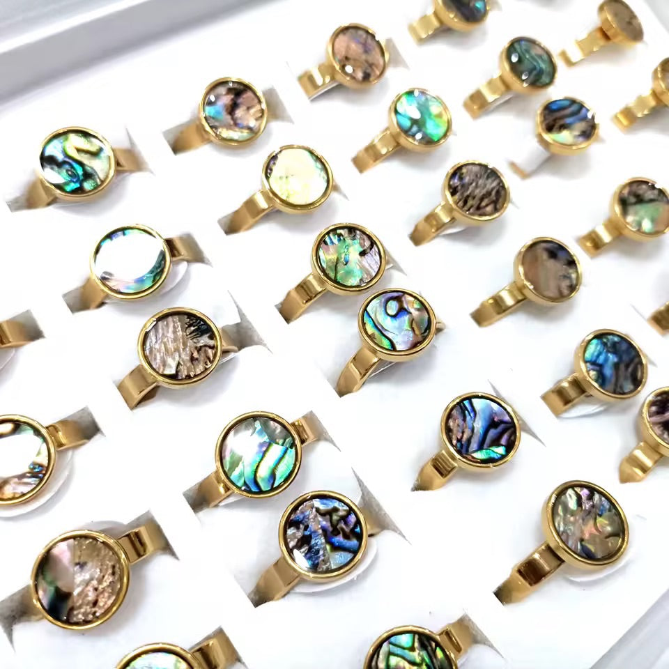 Abalone Ocean Muse Ring Gold Mixed Sizes