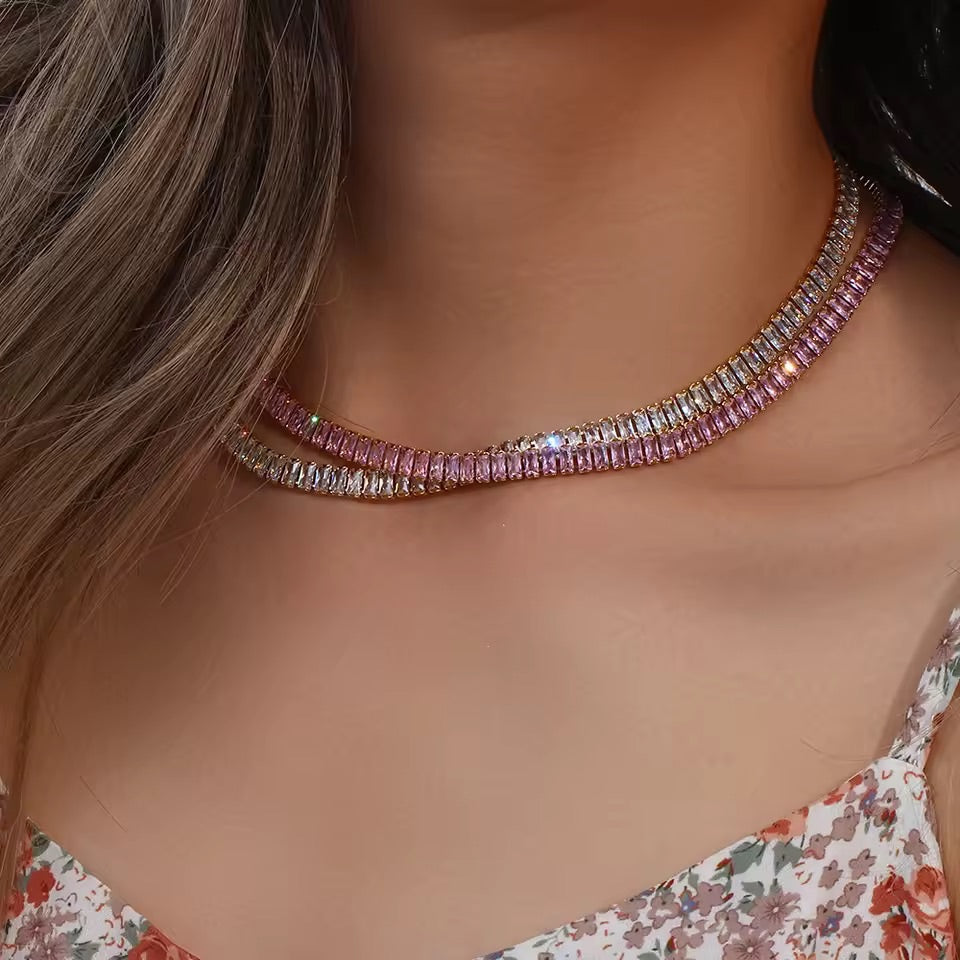 Aurora Tennis Necklace Silver