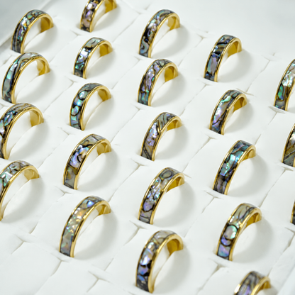 Abalone Band Gold Mixd Sizes