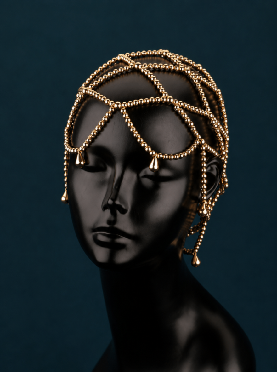 Gold Beaded Cap