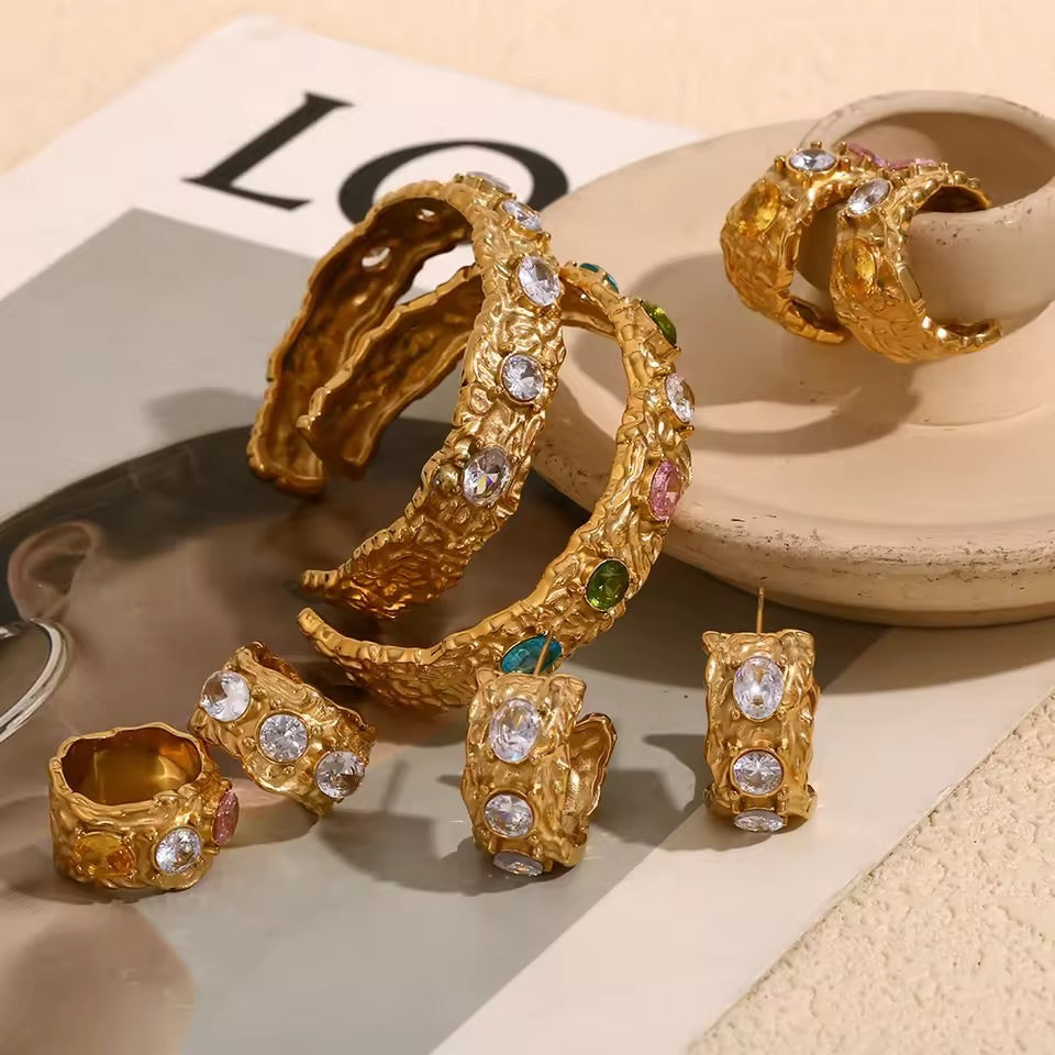 Aurora Relic Cuff Zircon Crystal Multi Gold 