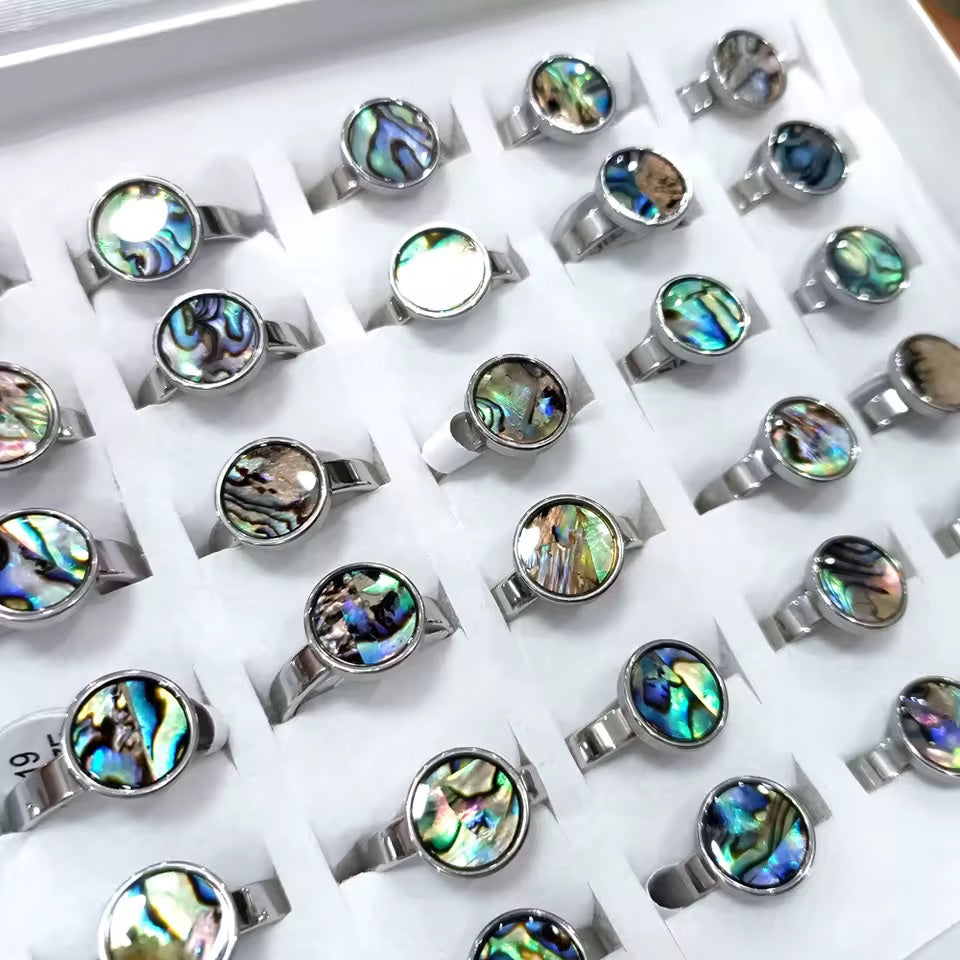 Abalone Ocean Muse Ring Silver Mixed Sizes