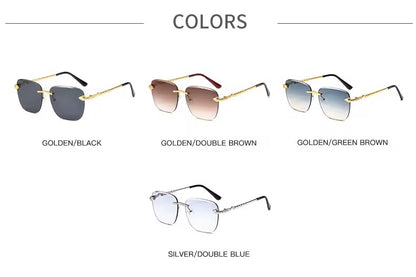 Snake Square Metal Sunglasses Green Gold