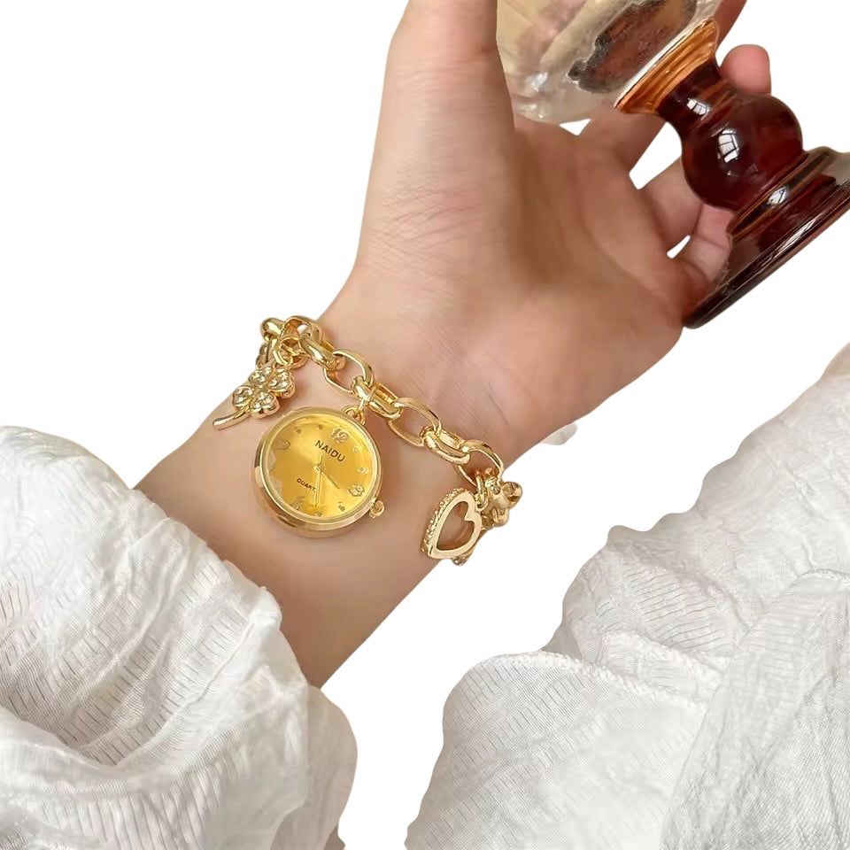 Gold Watch Charm Bracelet