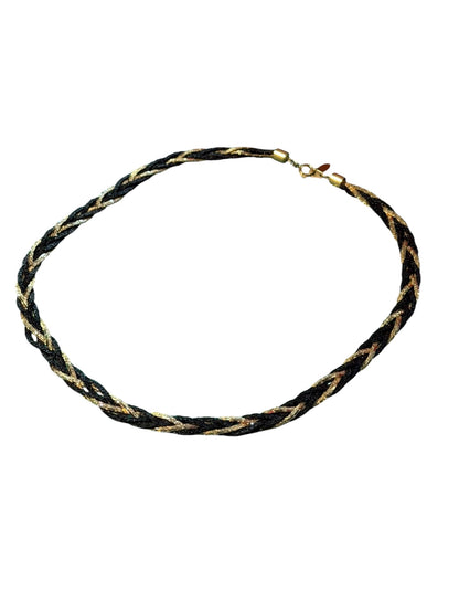 Black And Gold Plaited Necklace Vintage 