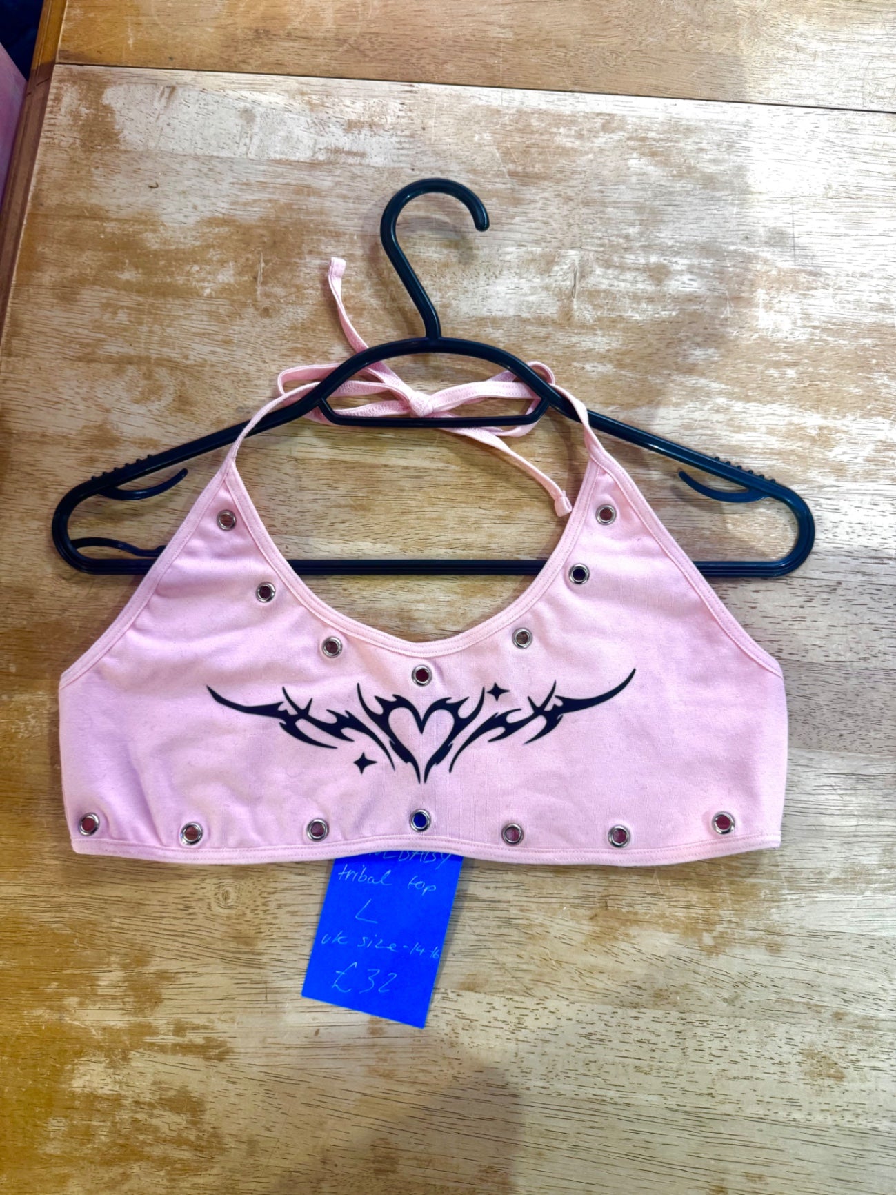 PINK AND BLACK TRIBAL TOP - L