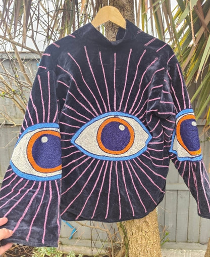 Wanderlust evil eye protection jacket 
