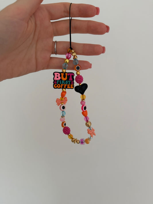 ‘But first coffee’ phone charm 
