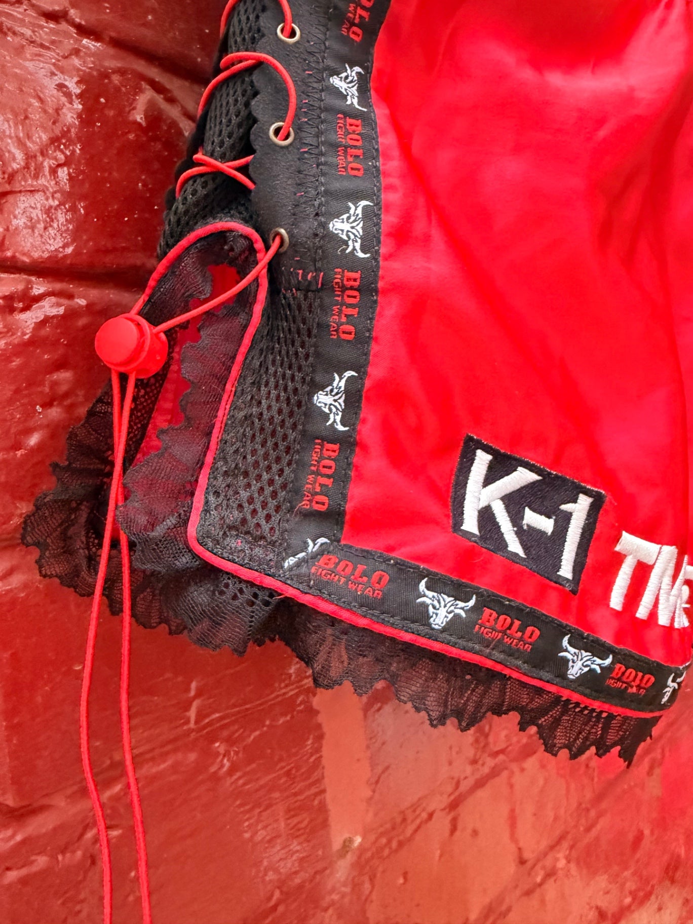 Red Upcycled Boxing Shorts