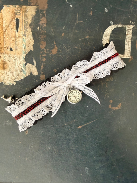 Clock & Lace Upcycled necklace