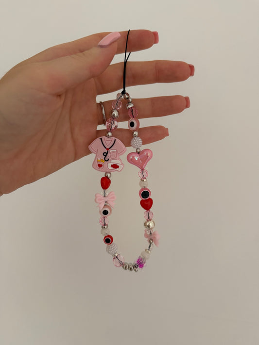 ‘Nurse’ phone charm - pink