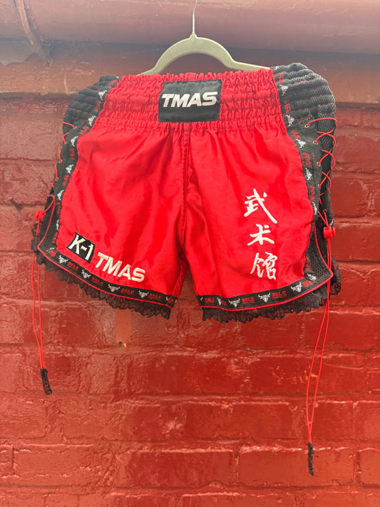 Red Upcycled Boxing Shorts