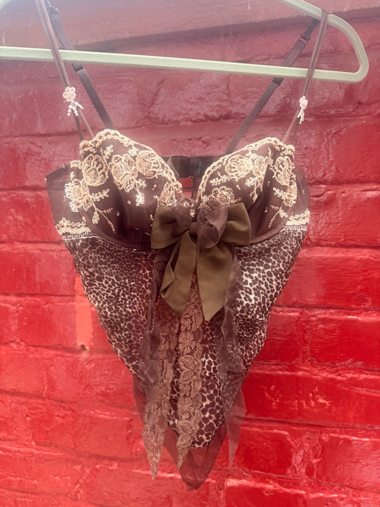 Leopard Lace Upcycled top