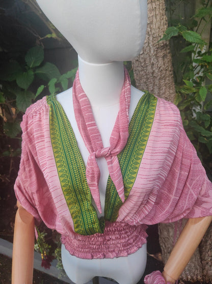 Es Cana Boho scrunchies to match top - salmon green