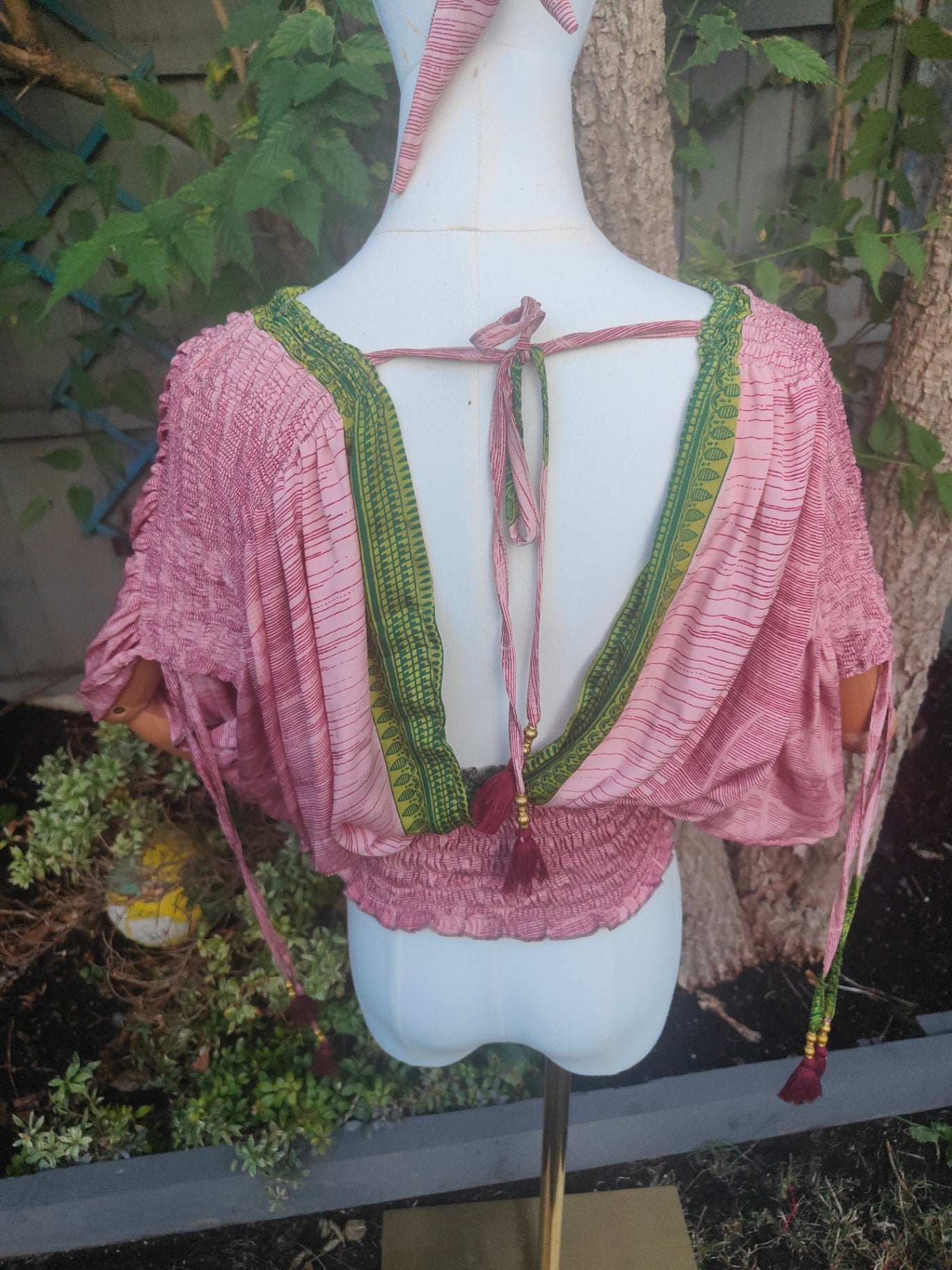 Es Cana Grecian top - Salmon / green