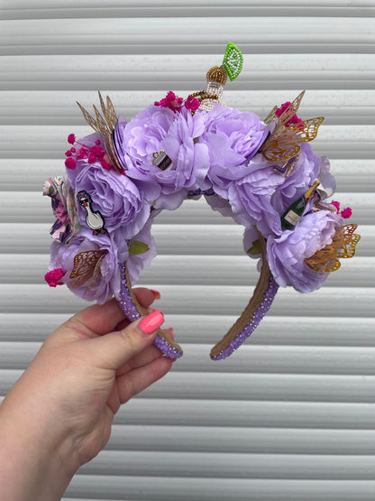 Purple Butterfly & Champagne Floral Crown