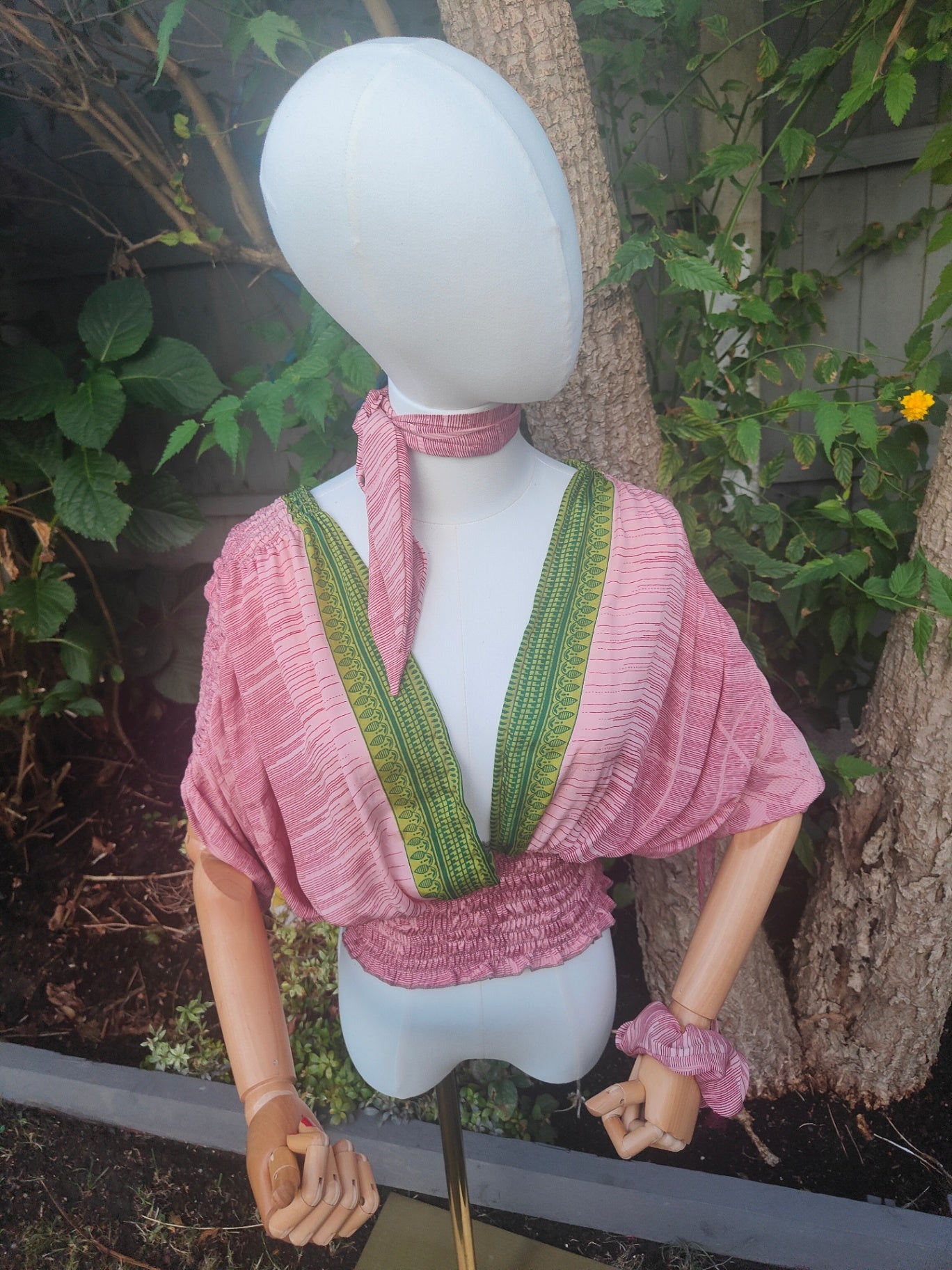 Es Cana Boho scrunchies to match top - salmon green