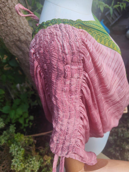 Es Cana Grecian top - Salmon / green