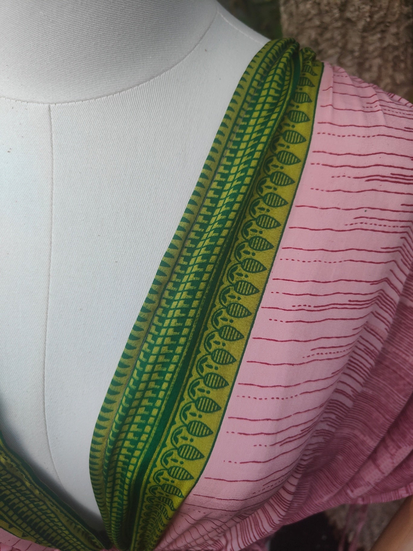 Es Cana Grecian top - Salmon / green