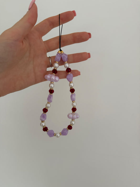 ‘In the clouds’ phone charm - purple/burgendy