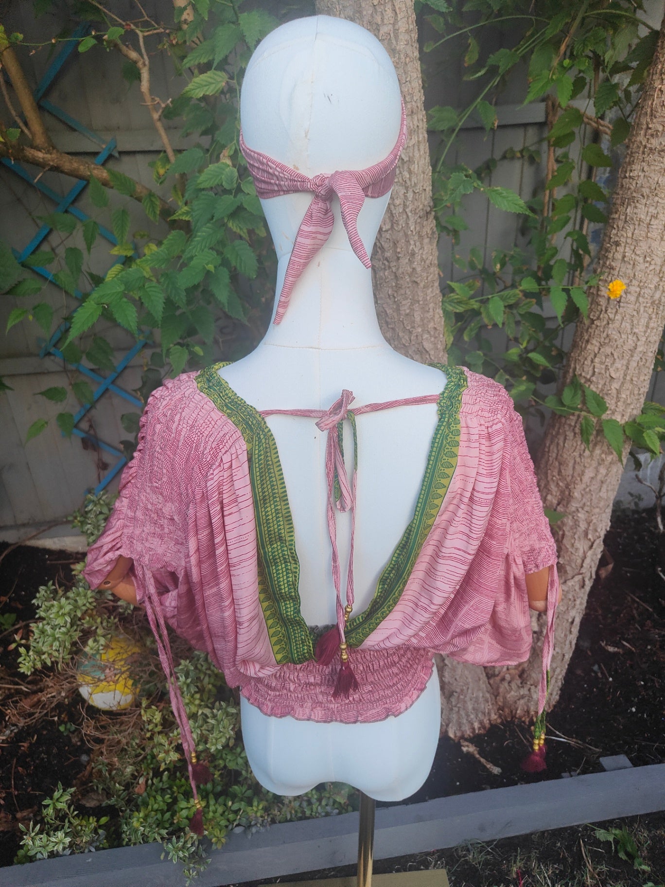 Es Cana Boho scrunchies to match top - salmon green