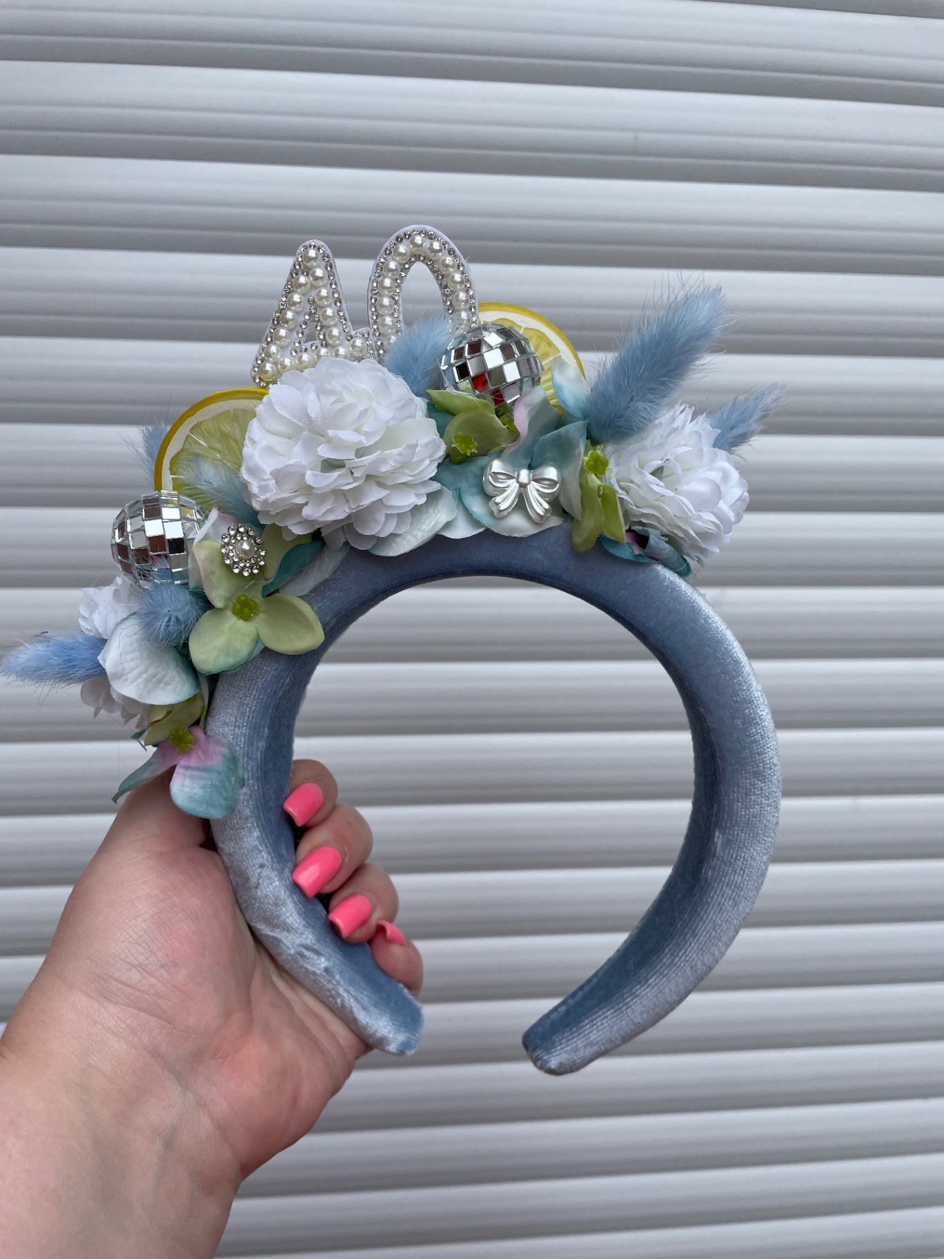 Dusty Blue 40th Birthday Lemon & Disco Ball Headband