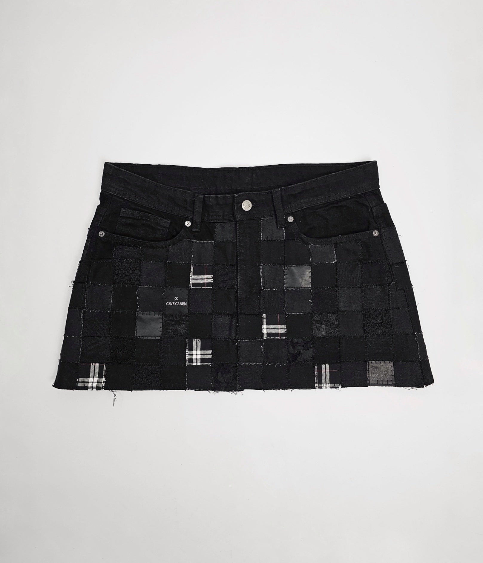 CC SQAURE PATCHWORK SKIRT (black mini)