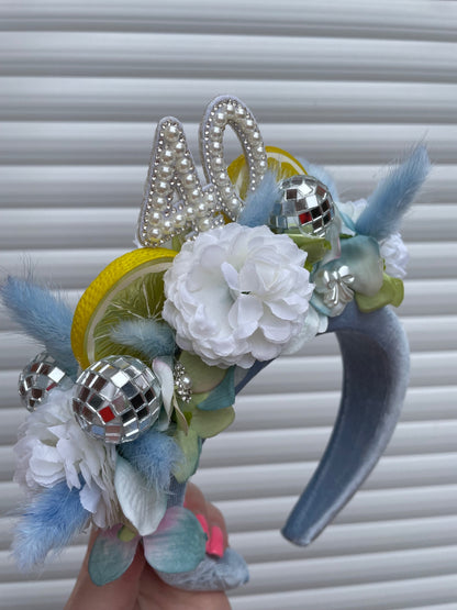 Dusty Blue 40th Birthday Lemon & Disco Ball Headband