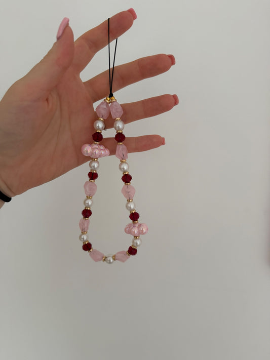 ‘In the clouds’ phone charm - pink/ burgendy