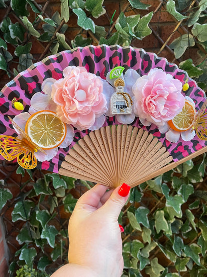 Leopard embellished folding fan 
