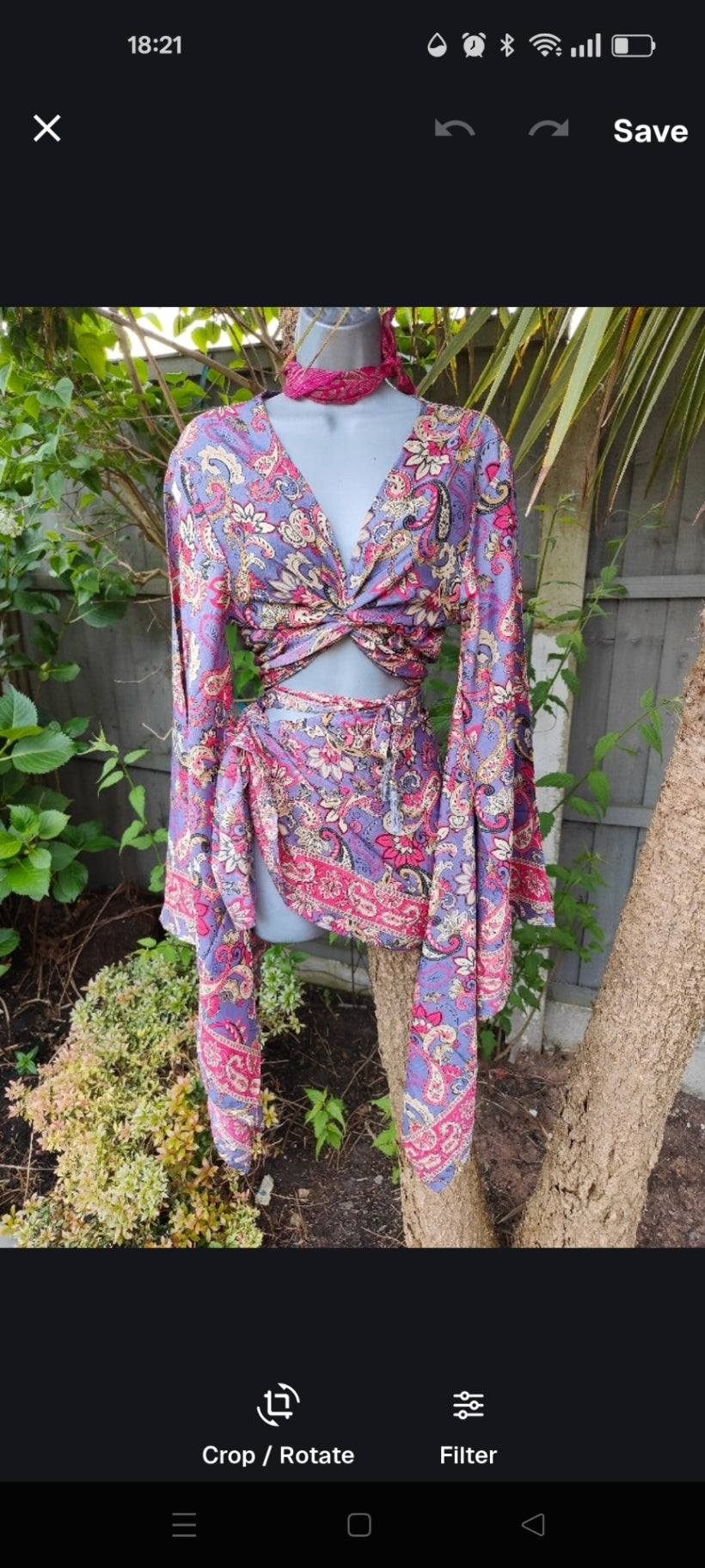 Pefkos co ord set top and sarong scarf 