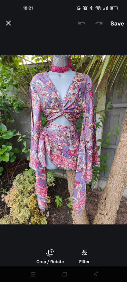 Pefkos co ord set top and sarong scarf 