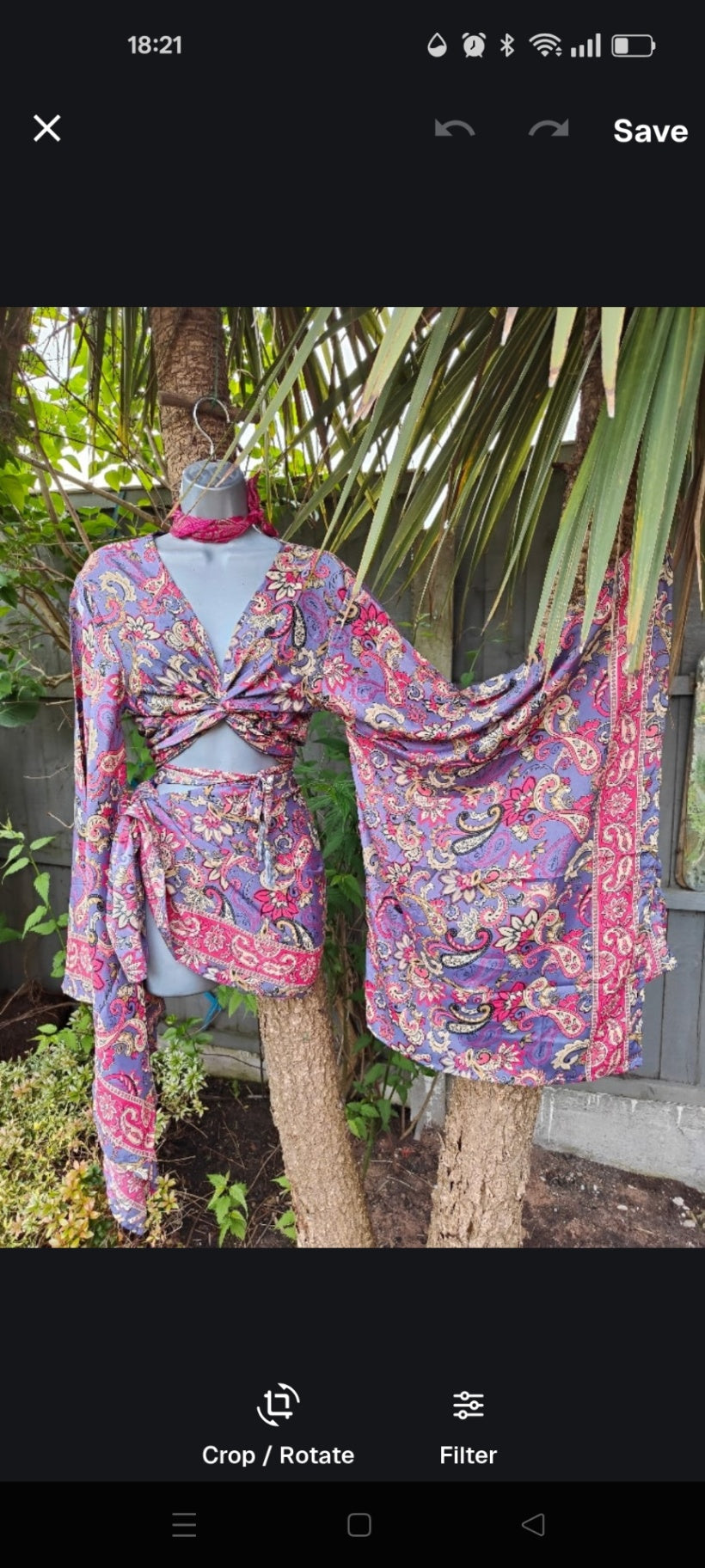 Pefkos co ord set top and sarong scarf 