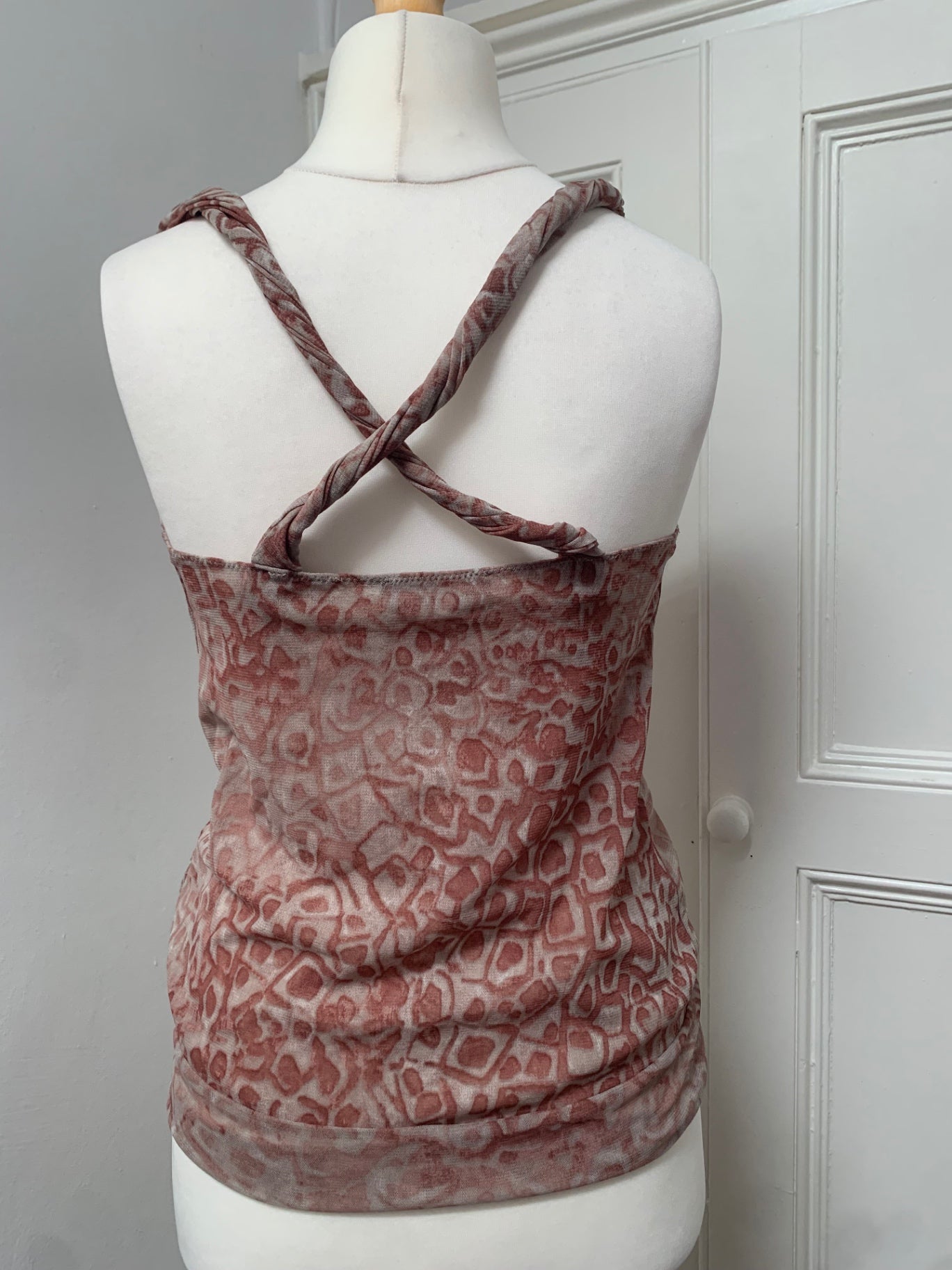 vintage cowl neck mesh top