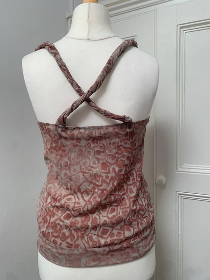 vintage cowl neck mesh top