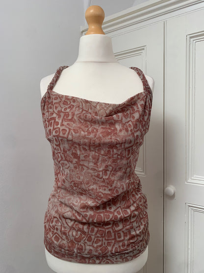 vintage cowl neck mesh top