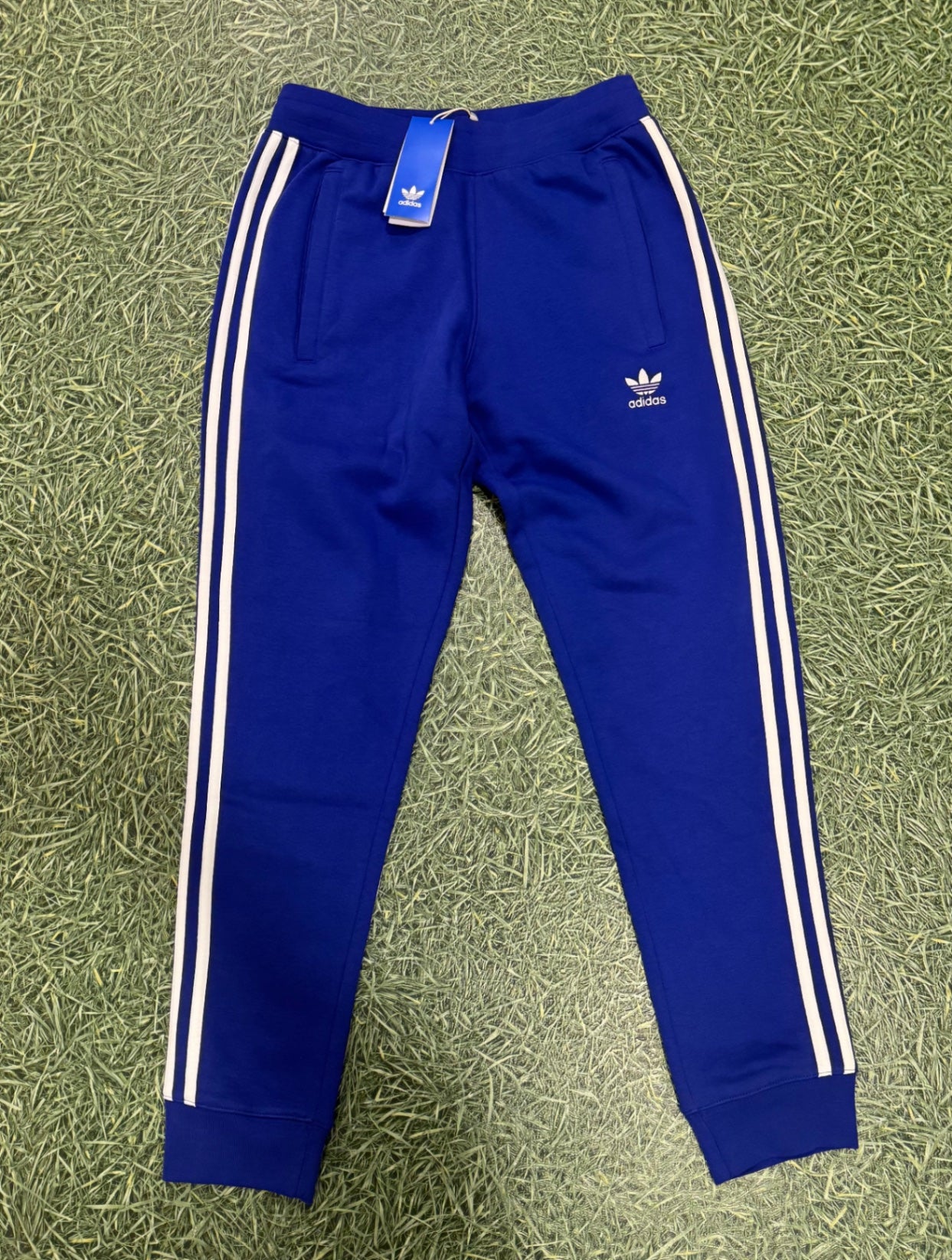 Adidas Trackie Bottoms - Blue & White S