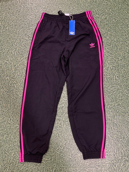 Adidas Trackie Bottoms - Black & Pink M 