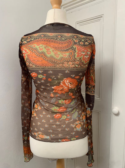 vintage brown mesh top 