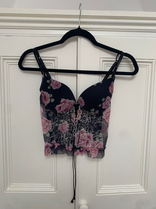 vintage floral cami corset top