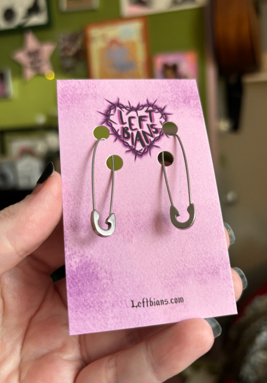 Silver safety pin earrings 