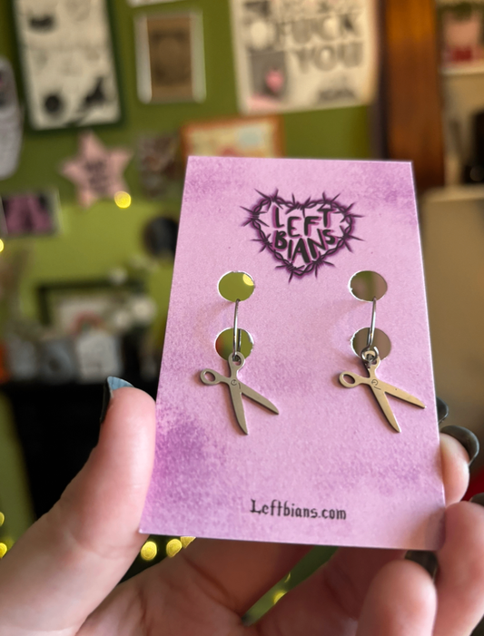Cute and dainty scissor charm hoop earrings