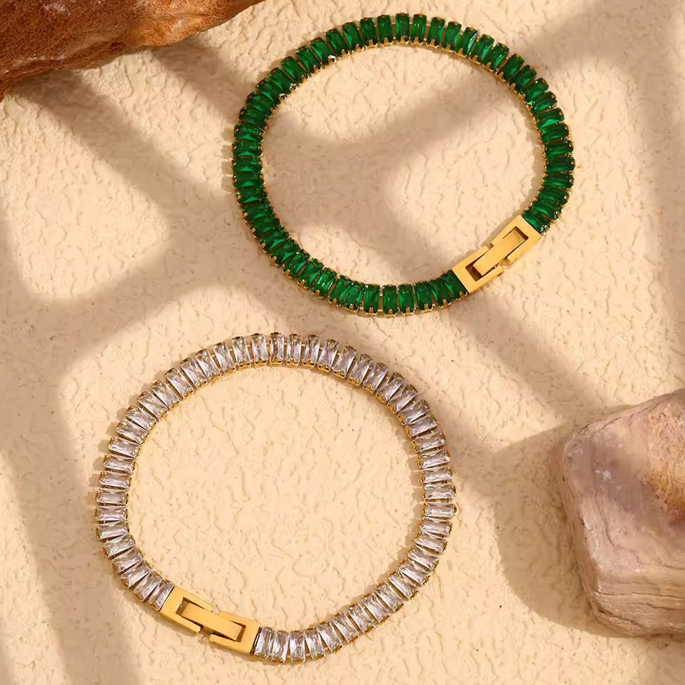 Aurora Tennis Bracelet Green Gold