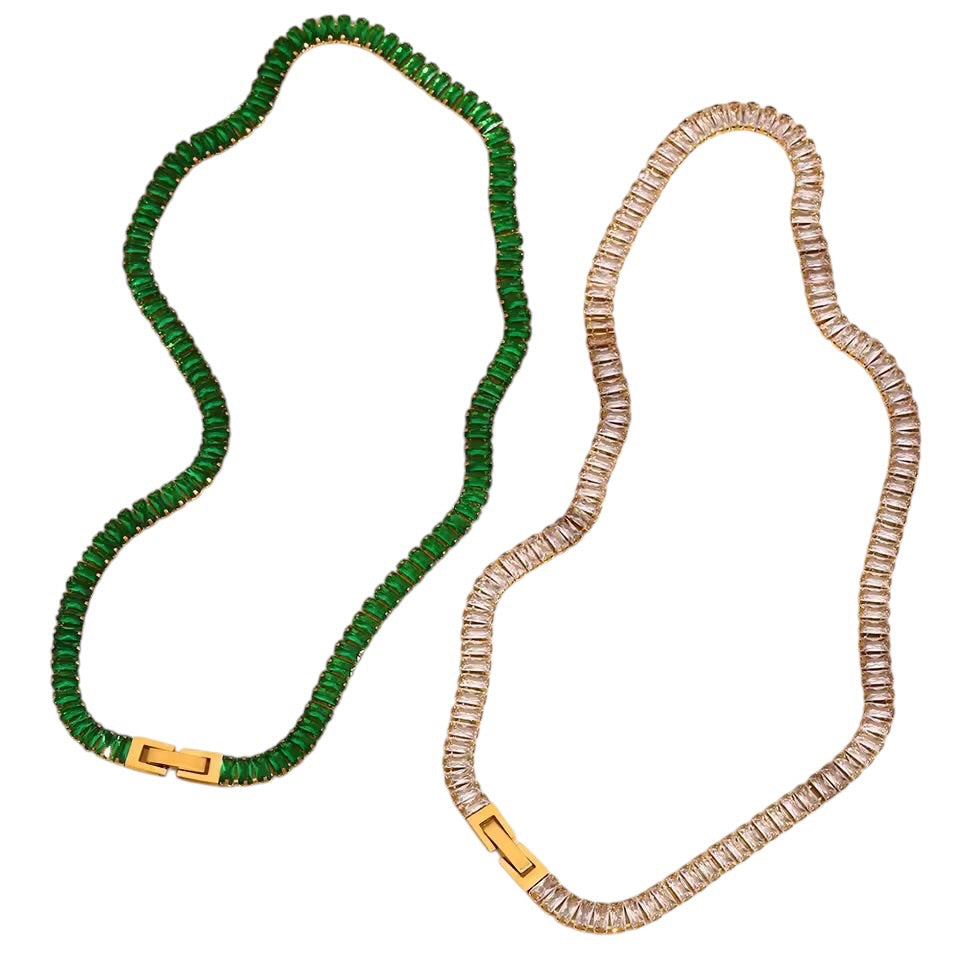 Aurora Tennis Necklace Pink Gold