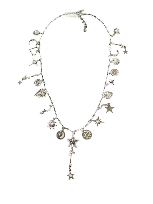 Silver Moon Dust Droplet Charm Necklace 
