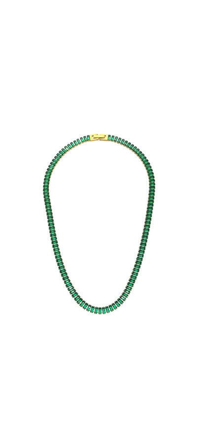 Aurora Tennis Necklace Green Gold