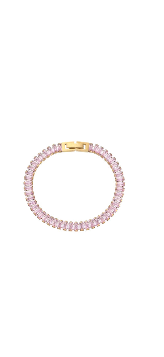 Aurora Tennis Bracelet Pink Gold